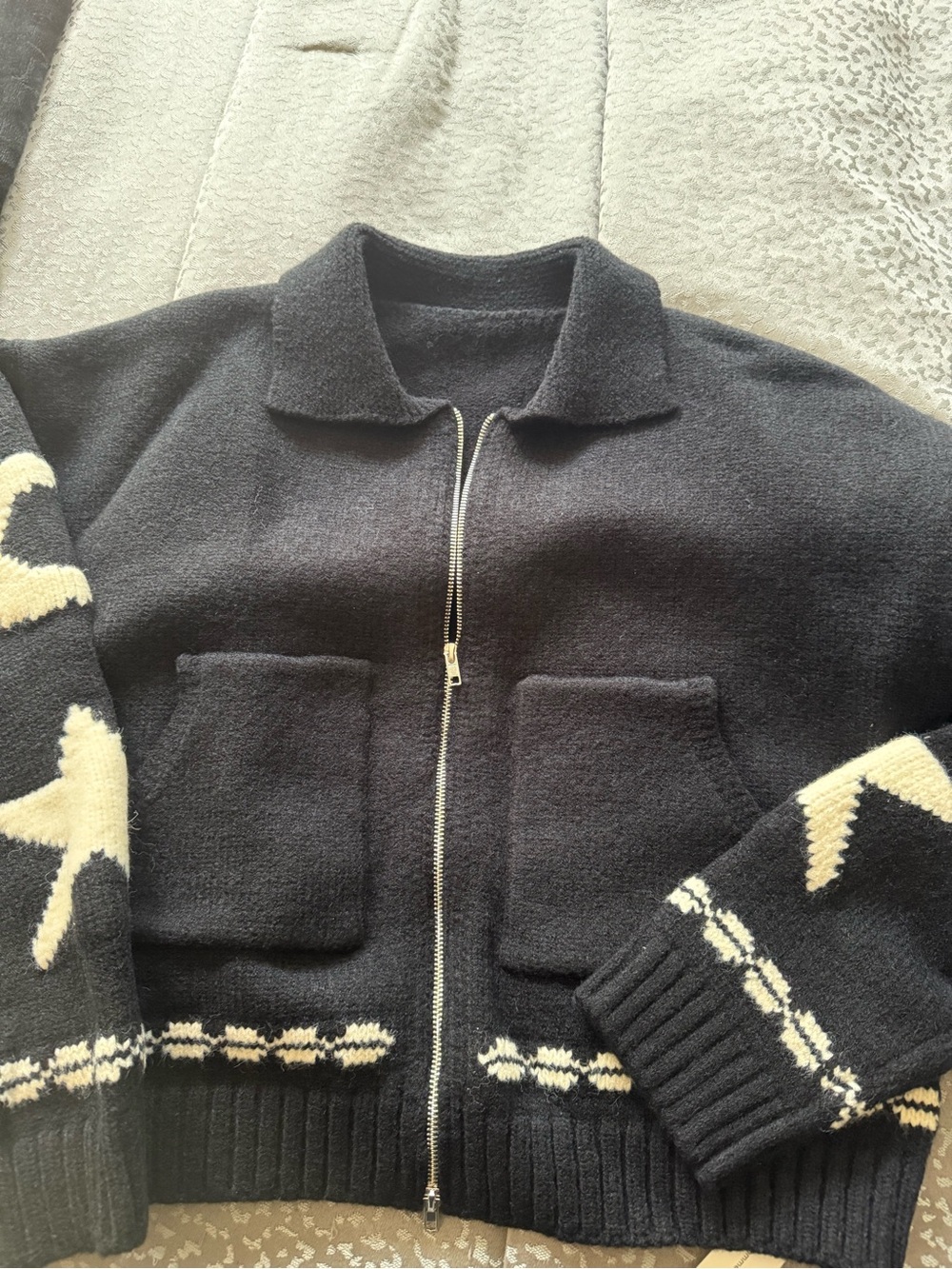 Commense Double-Zip Pockets Lapel Cardigan - Picture 8 of 14